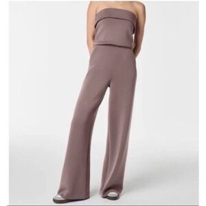 SPANX AirEssentials Strapless bandeau Wide Leg Jumpsuit Smoke XL petite new